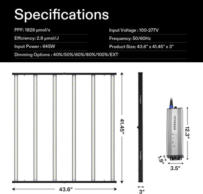 Vivosun VSFL6450 LED Grow Light Bar 645W