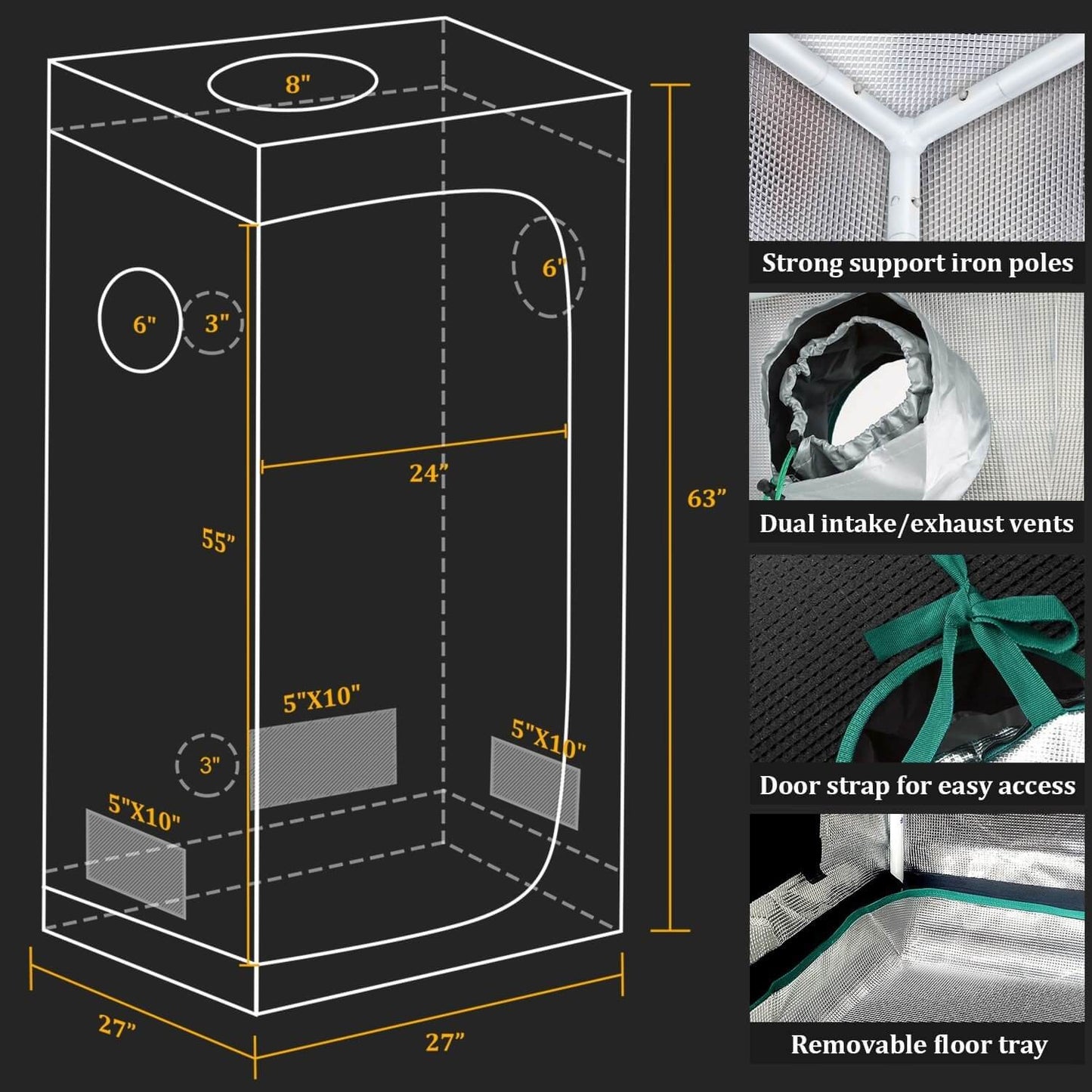 Mars Hydro TS 1000 80x80x160cm Indoor Tent Full Kits with Speed Controller or Temp Controller