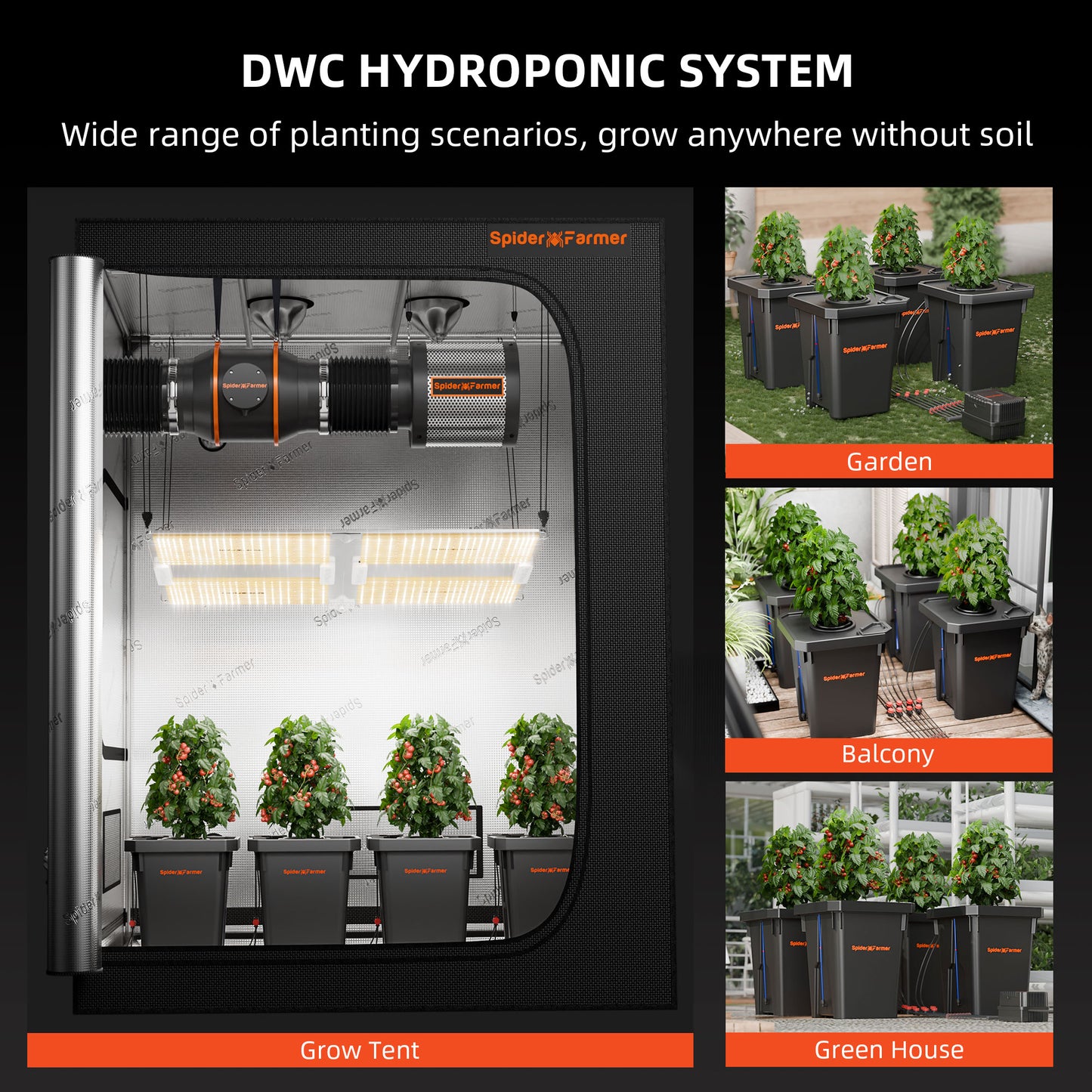 Spider Farmer DWC Hydroponics Grow System 4-buckets