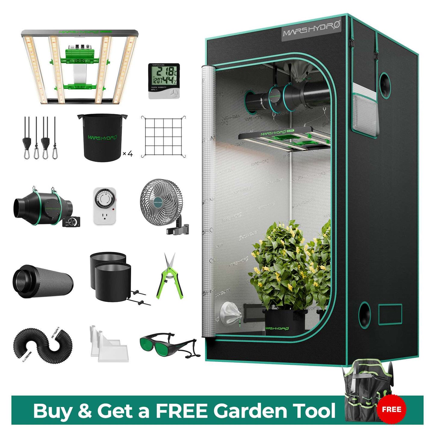 Mars Hydro Growers Kit FC 3000 EVO Full Grow 100x100x180cm mit Geschwindigkeitsregler