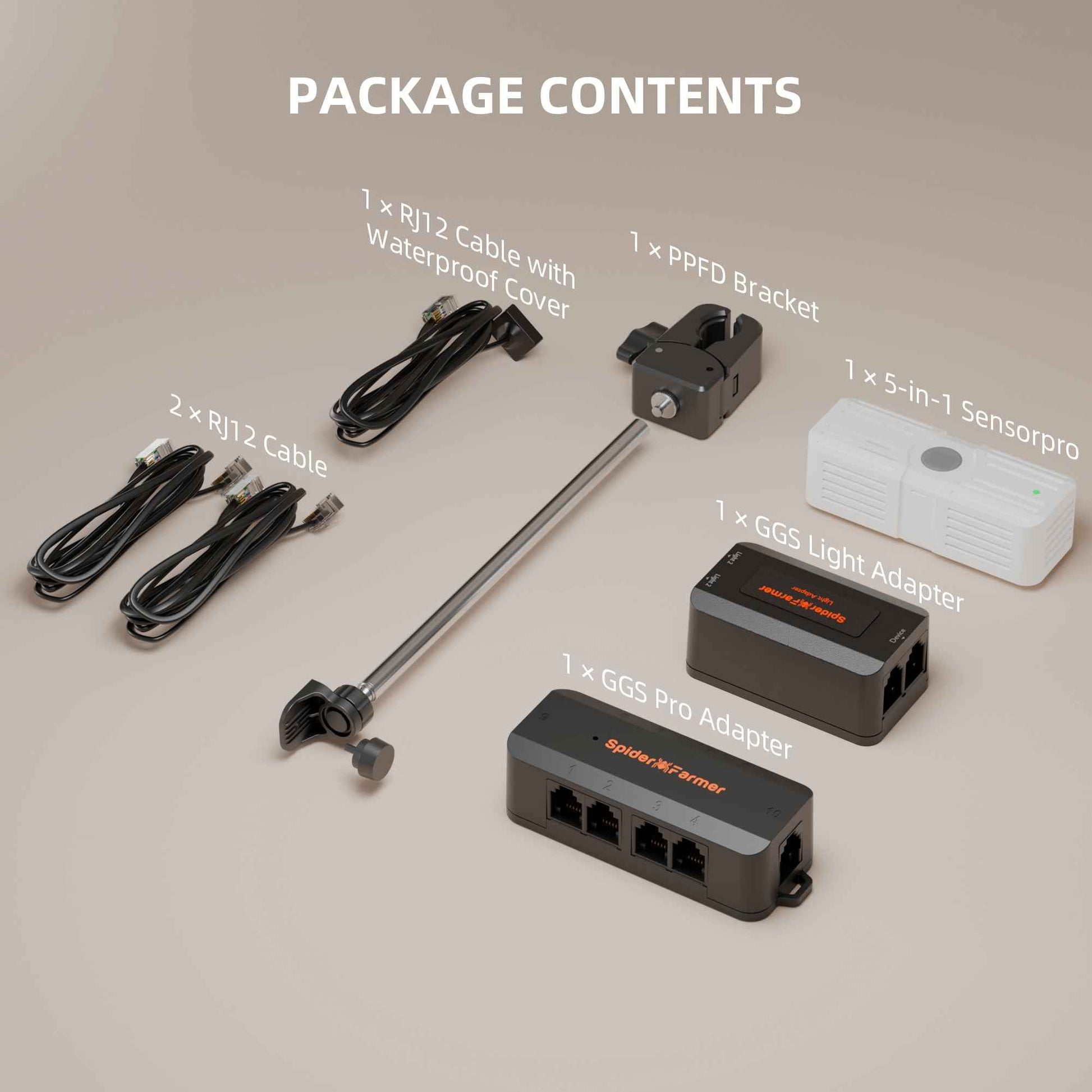 Spider Farmer Genius Grow System 5-in-1 SensorPro Kit – PPFD, CO₂, Temperatuur, RV & VPD Sensor