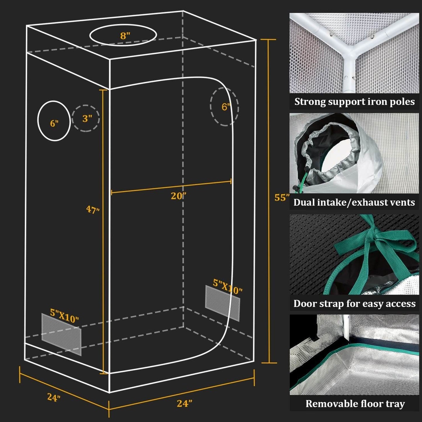 Mars Hydro Growers Kit TS 600 Full Grow 60x60x140cm mit Geschwindigkeitsregler