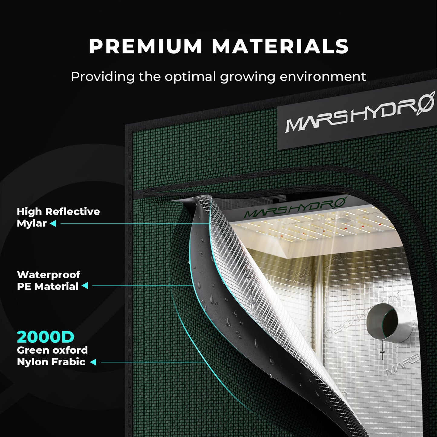 Mars Hydro 60×60 kweektent met reflecterend Mylar | Mars Hydro 60×60 grow tent with reflective Mylar | Mars Hydro 60×60 Growzelt mit reflektierendem Mylar
