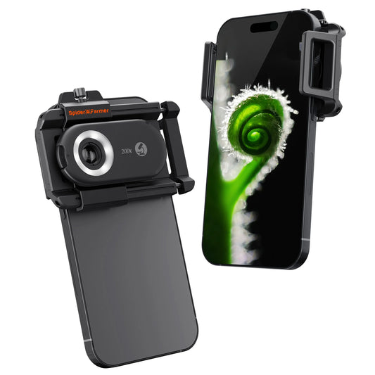 2025 Spider Farmer 200X Trichomes Microscope Smartphone Lens with LED &amp; UV, Nano Zoom, CPL