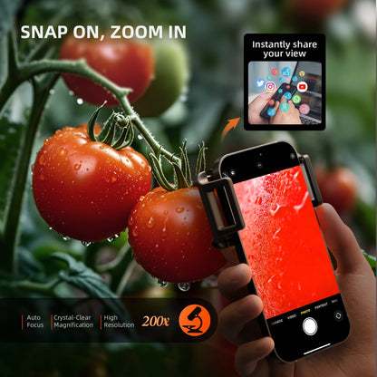 2025 Spider Farmer 200X Trichomes Microscope Smartphone Lens with LED &amp; UV, Nano Zoom, CPL