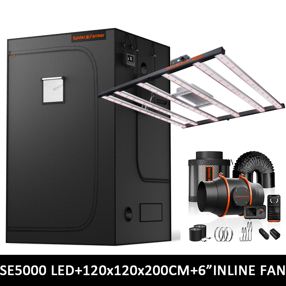 spider farmer se5000 evo compleet kweektent kit 120x120 | se5000 evo complete grow tent kit 120x120 | se5000 evo komplett growzelt set 120x120