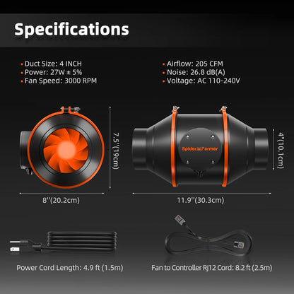 Spider Farmer SE4500 Kweek Tent Compleet – 70×140×200 cm Tent + 320W Full Spectrum LED + 4” Ventilatiesysteem met GGS Controller