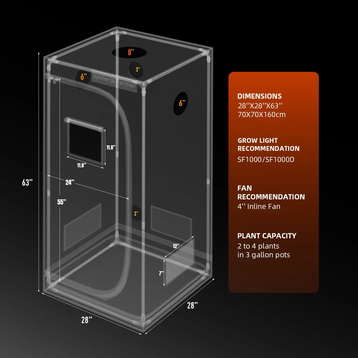 Spider Farmer SF1000EVO Complete Growers Kit 70x70x160 100W 3.14 umol/J Speed ​​Controller/Smart Monitor Grow Kit