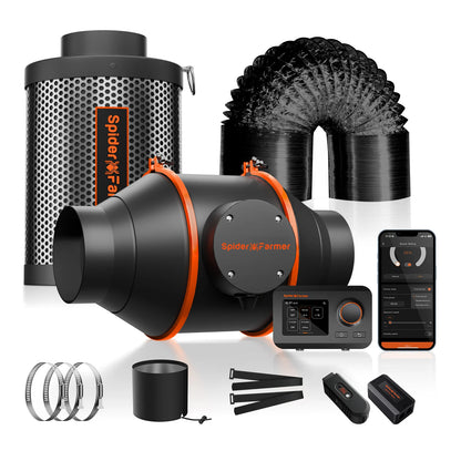 Spider Farmer SE1500 EVO Complete Grow Tent Kit – 70×70×160 cm Tent + 150W Full Spectrum LED + 4” Ventilatiesysteem met GGS Controller