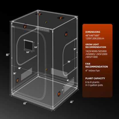Spider Farmer G5000 Geautomatiseerde Kweek Tent Kit Compleet – 120×120×200 cm Tent + 480W Full Spectrum LED + 6” Ventilatie + GGS + App-integratie