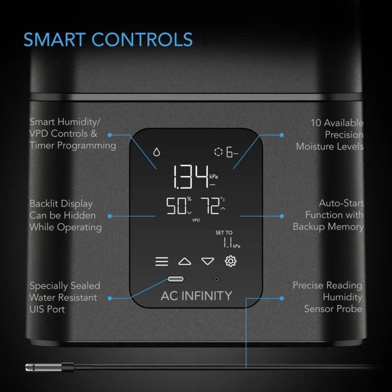 AC Infinity CLOUDFORGE T7 – 15L Slimline Smart Luchtbevochtiger