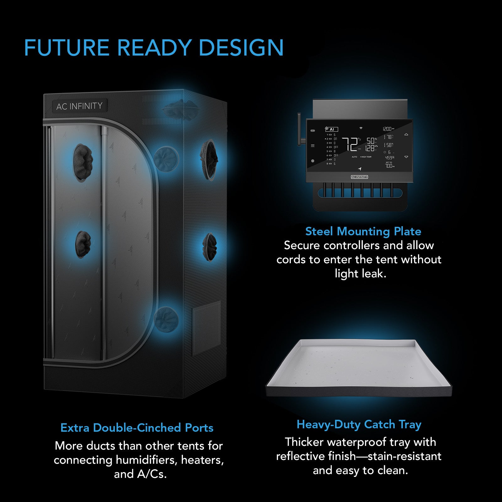 AC Infinity CLOUDLAB 866 grow tent met sterk metalen frame / heavy duty metal frame grow tent / Growzelt mit stabilem Metallrahmen