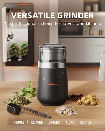 Spider Farmer Herb & Spice Grinder met uitneembare RVS maalbeker | Spider Farmer Herb & Spice Grinder with removable stainless steel bowl | Spider Farmer Kräuter- und Gewürzmühle mit herausnehmbarer Edelstahlschale