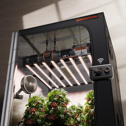 Spider Farmer G1000W Geautomatiseerde Kweek Tent Compleet – 150×150×200 cm Tent + 1000W LED + 6” Ventilatie + Clipfan + GGS App Controller
