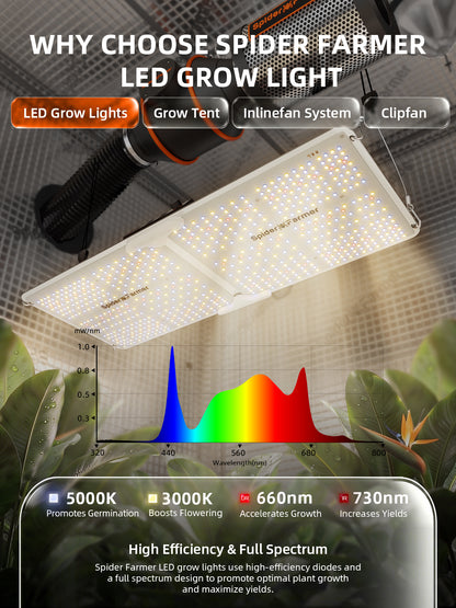 Spider Farmer SF2000 LED kweeklamp voor 120×60 kweektent | Spider Farmer SF2000 LED grow light for 120×60 grow tent | Spider Farmer SF2000 LED Pflanzenlampe für 120×60 Growzelt