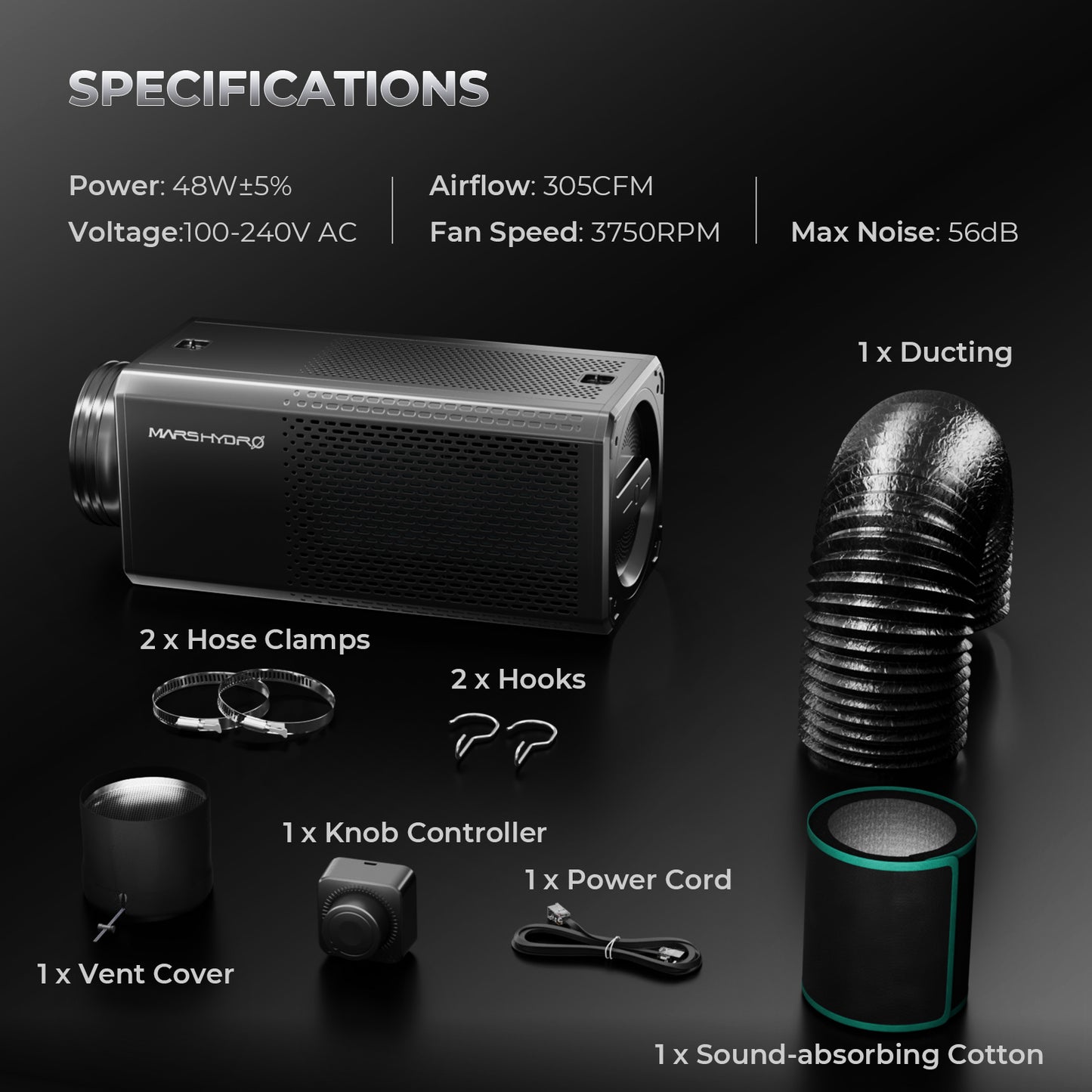 Mars Hydro Airone6 koolstoffilter voor geurbeheersing | Mars Hydro Airone6 carbon filter for odor control | Mars Hydro Airone6 Kohlefilter zur Geruchskontrolle