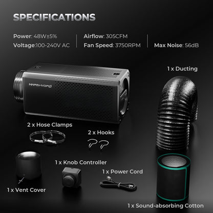 Mars Hydro Airone6 koolstoffilter voor geurbeheersing | Mars Hydro Airone6 carbon filter for odor control | Mars Hydro Airone6 Kohlefilter zur Geruchskontrolle