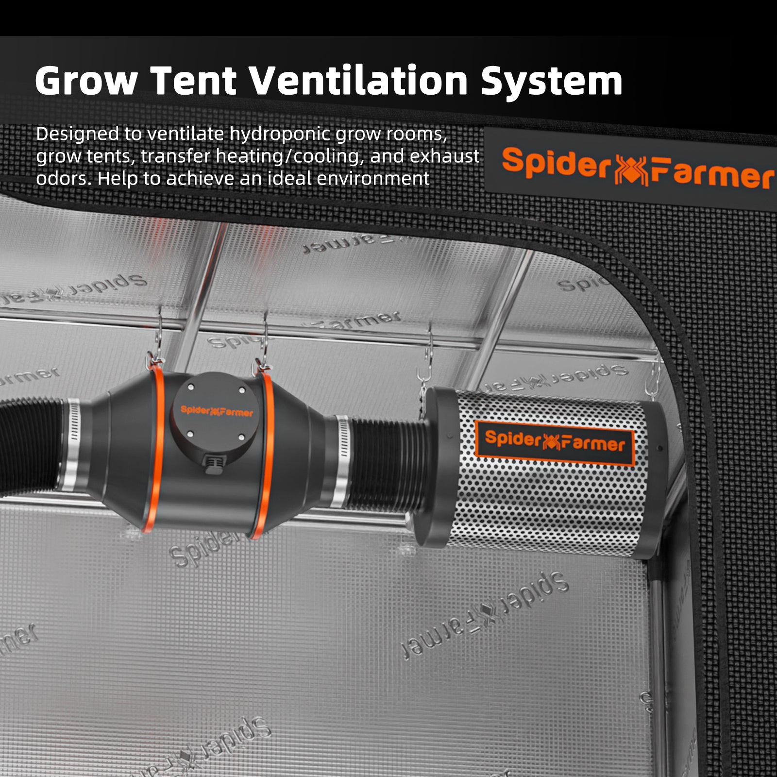 grow tent ventilator Spider Farmer 4 Inch Inline Fan 205 CFM – Smart Grow Tent Ventilation Kit with Carbon Filter – Amsterdam Grow Supplier
