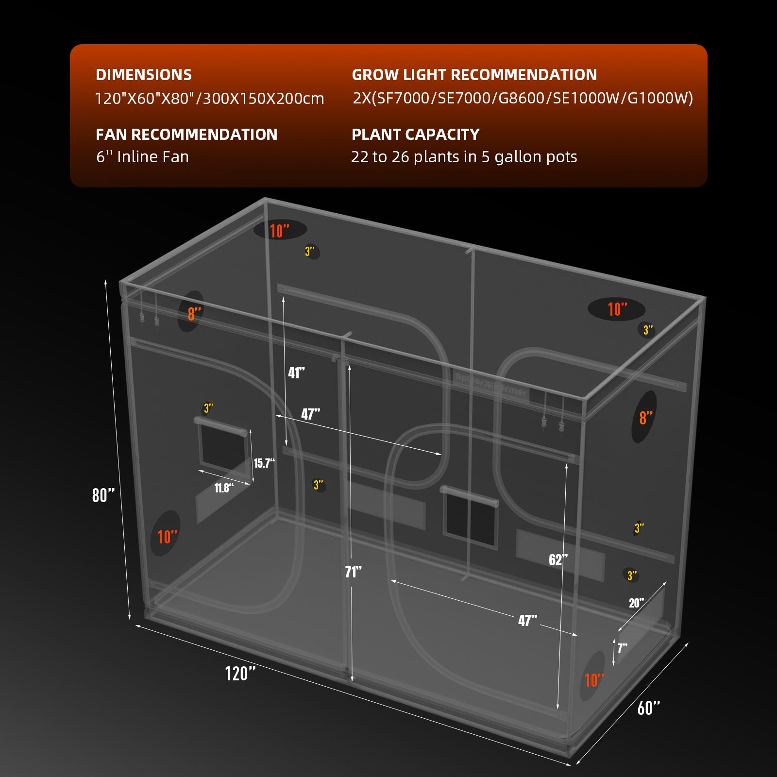 Spider Farmer professionele kweektent | Spider Farmer professional grow tent | Spider Farmer professionelles Growzelt