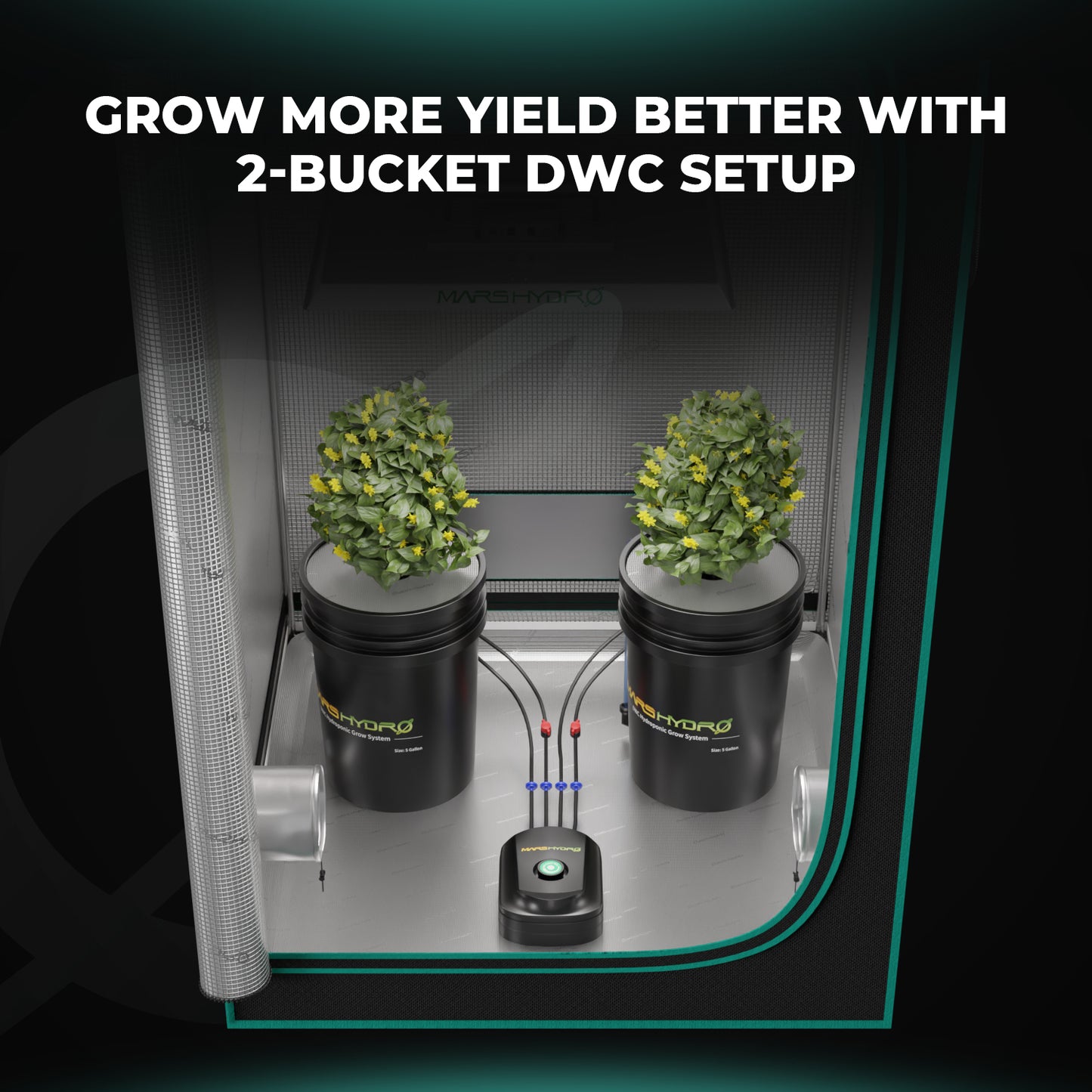 Mars Hydro 5-Gallon DWC Hydroponics Systeem 2-Emmers | Deep Water Culture Grow Kit | Hydroponisches DWC Set 2 Eimer