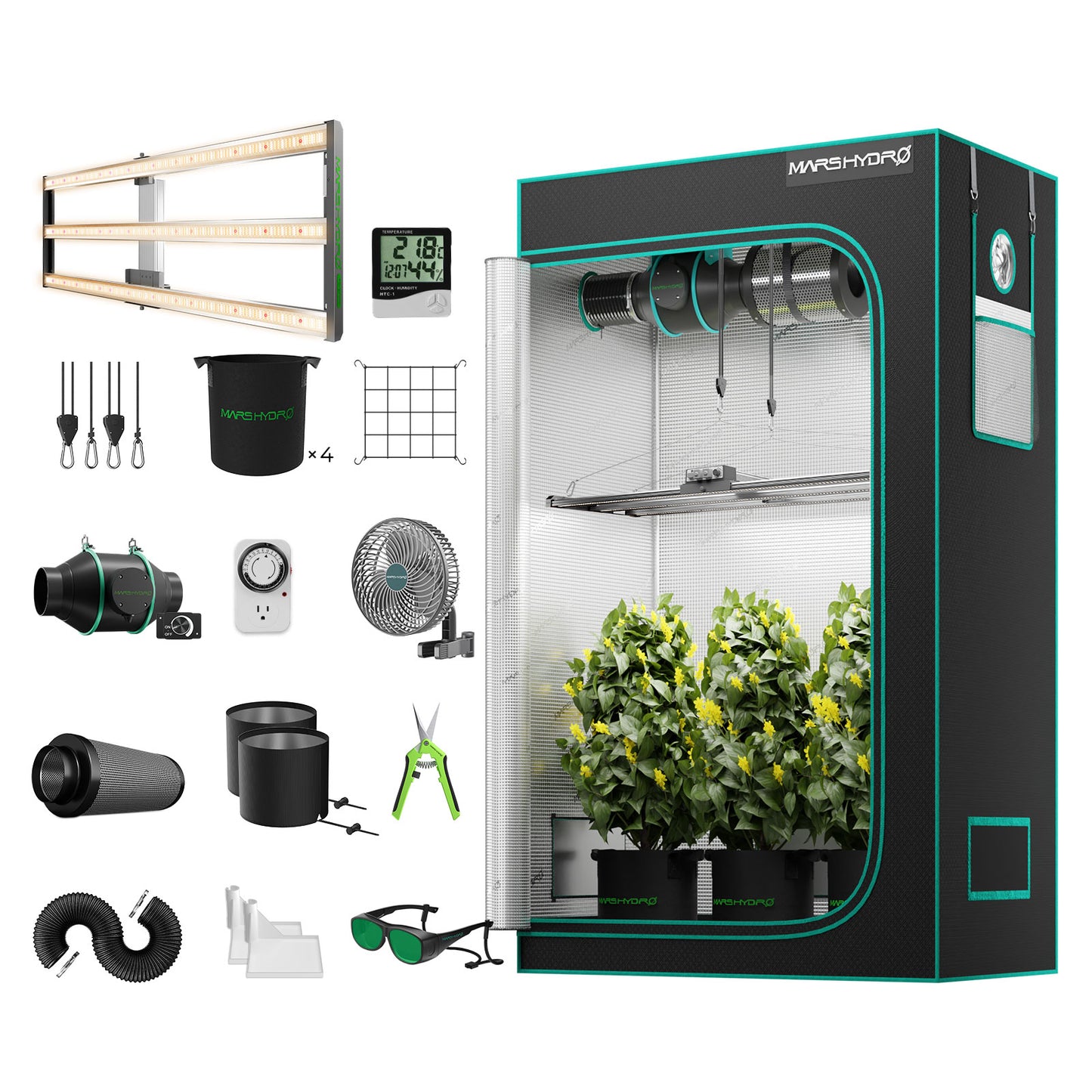 Mars Hydro Growers Kit FC 4000 EVO Full Grow 80x80x160cm mit Geschwindigkeitsregler