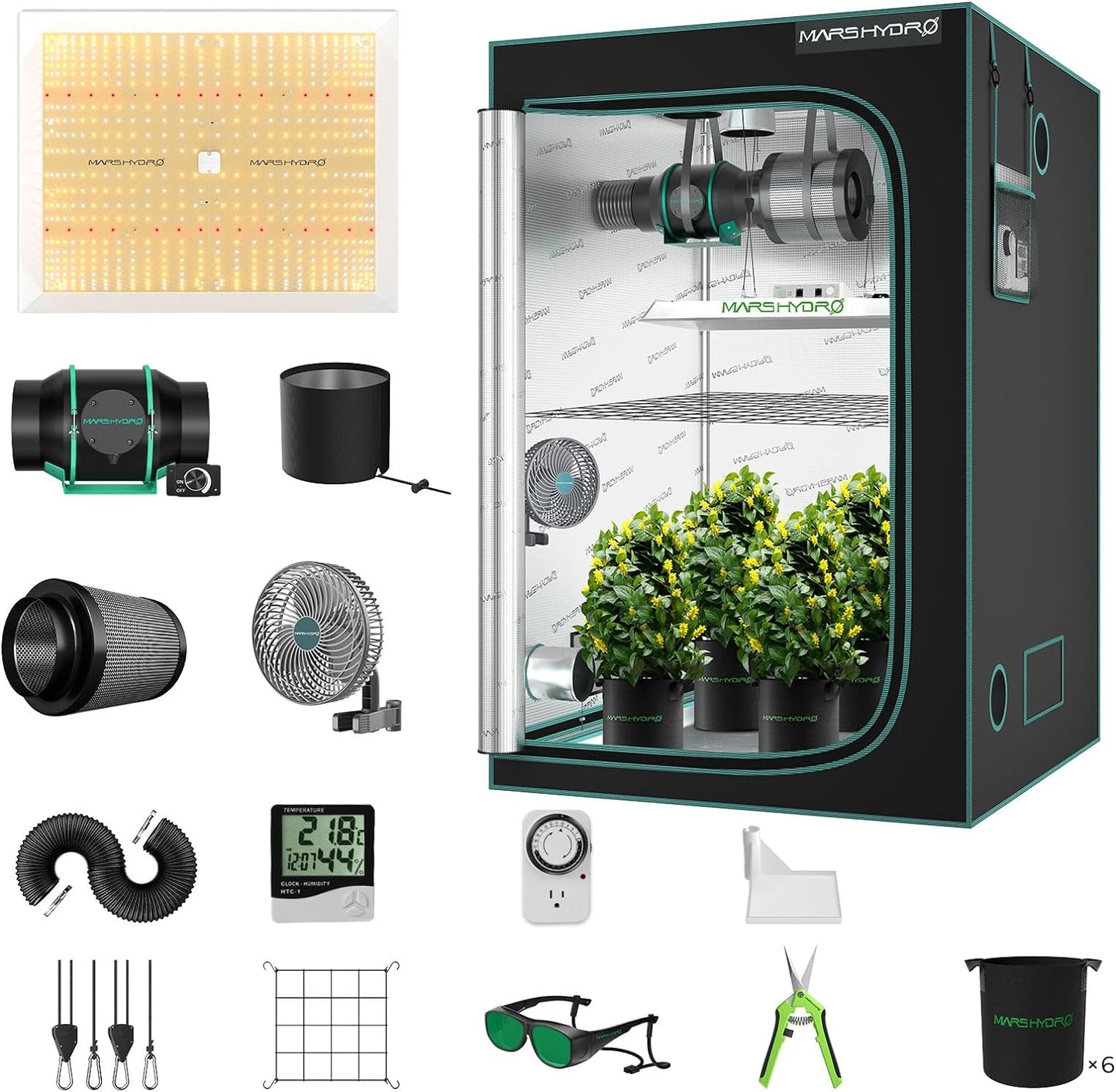 Mars Hydro Growers Kit TSW2000 Full Grow 120x120x200cm with Speed ​​Controller or Smart Monitor