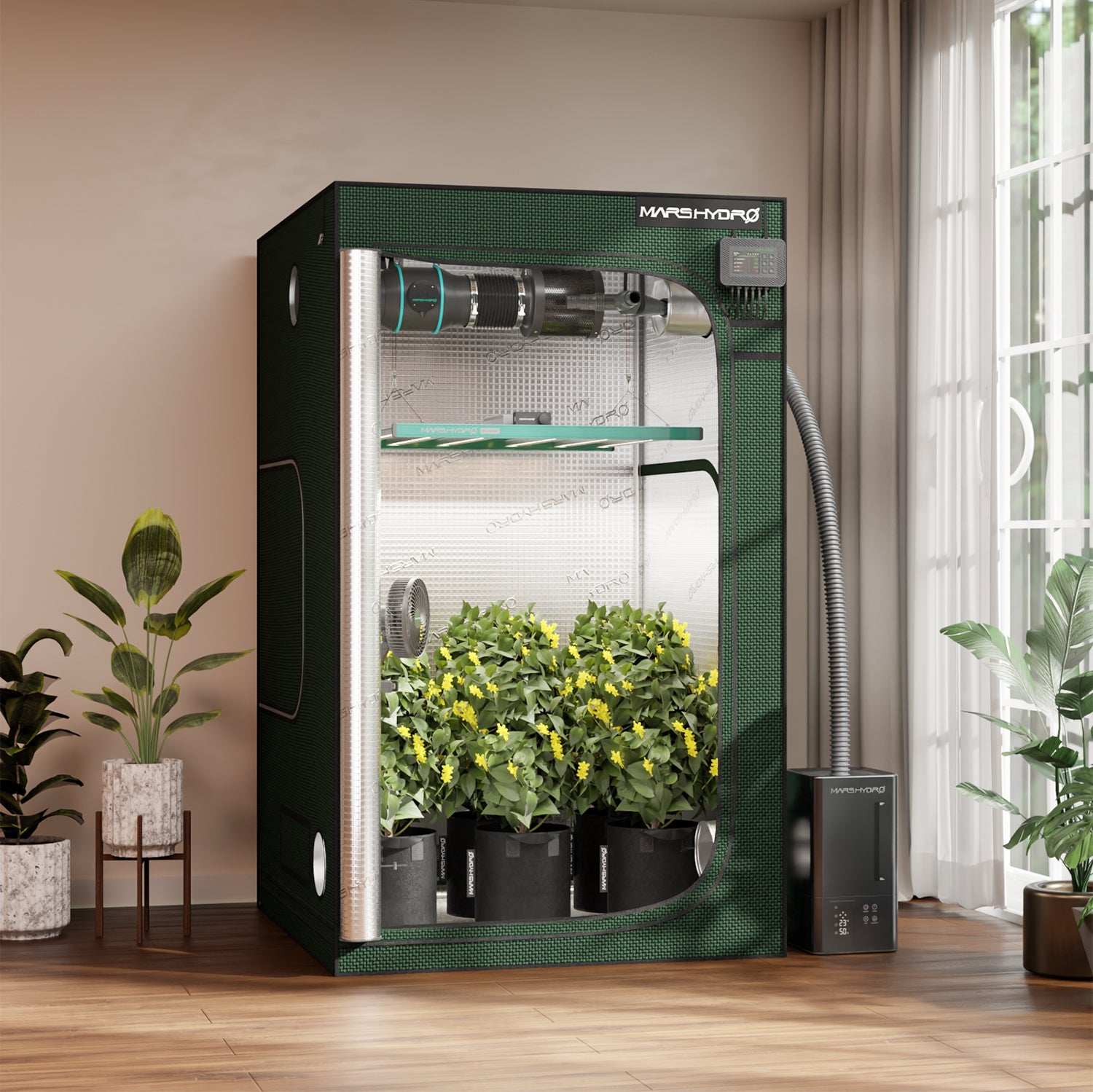 Mars Hydro 120×120×200 cm indoor kweektent met Mylar | Mars Hydro 120×120×200 cm indoor grow tent with Mylar | Mars Hydro 120×120×200 cm Indoor-Growzelt mit Mylar
