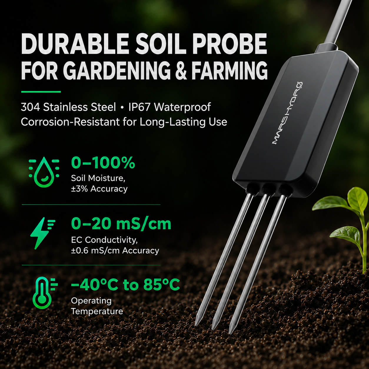 Mars Hydro 3-in-1 bodemsensor voor precisie-irrigatie | Mars Hydro 3-in-1 soil sensor for precision irrigation | Mars Hydro 3-in-1 Bodensensor für Präzisionsbewässerung