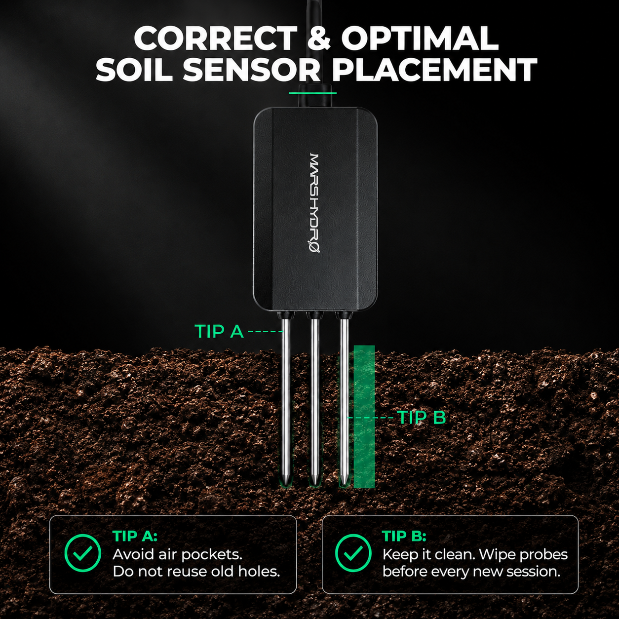 Mars Hydro sensor voor realtime bodemvochtigheid en temperatuur | Mars Hydro sensor for real-time soil moisture and temperature | Mars Hydro Sensor für Echtzeit-Bodenfeuchtigkeit und Temperatur