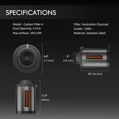 Spider Farmer geurfilter set | Odor control grow filter | Geruchskontrolle Aktivkohlefilter