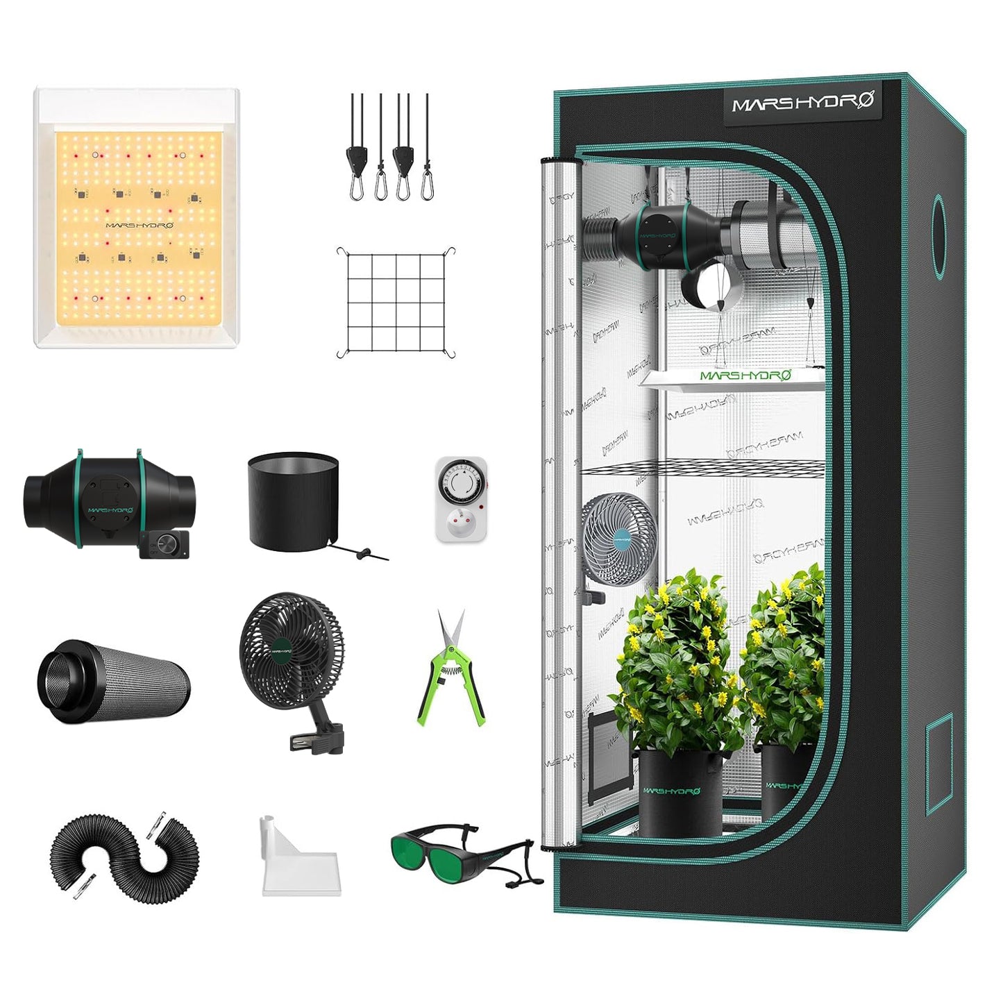 mars hydro growers kit ts600 complete kweektent set | ts600 full indoor grow tent kit | ts600 komplettes grow zelt set