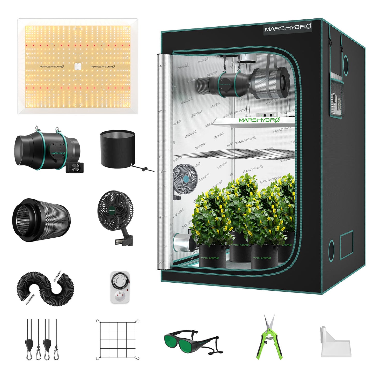 mars hydro tsw2000 complete kweektent kit 120x120 | tsw2000 grow tent kit 120x120 | tsw2000 growbox set 120x120
