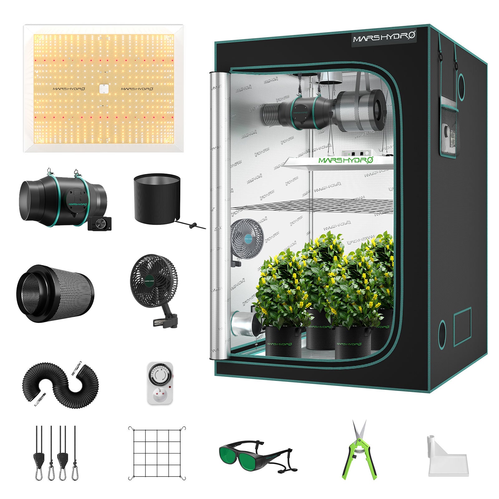 mars hydro tsw2000 complete kweektent kit 120x120 | tsw2000 grow tent kit 120x120 | tsw2000 growbox set 120x120